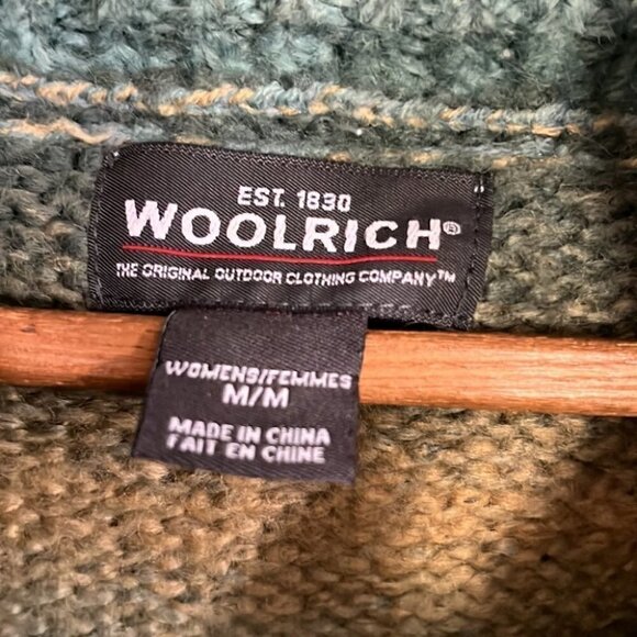 WOOLRICH vintage jade green and gold wool blend cowl neck sweater size medium - Picture 2 of 7